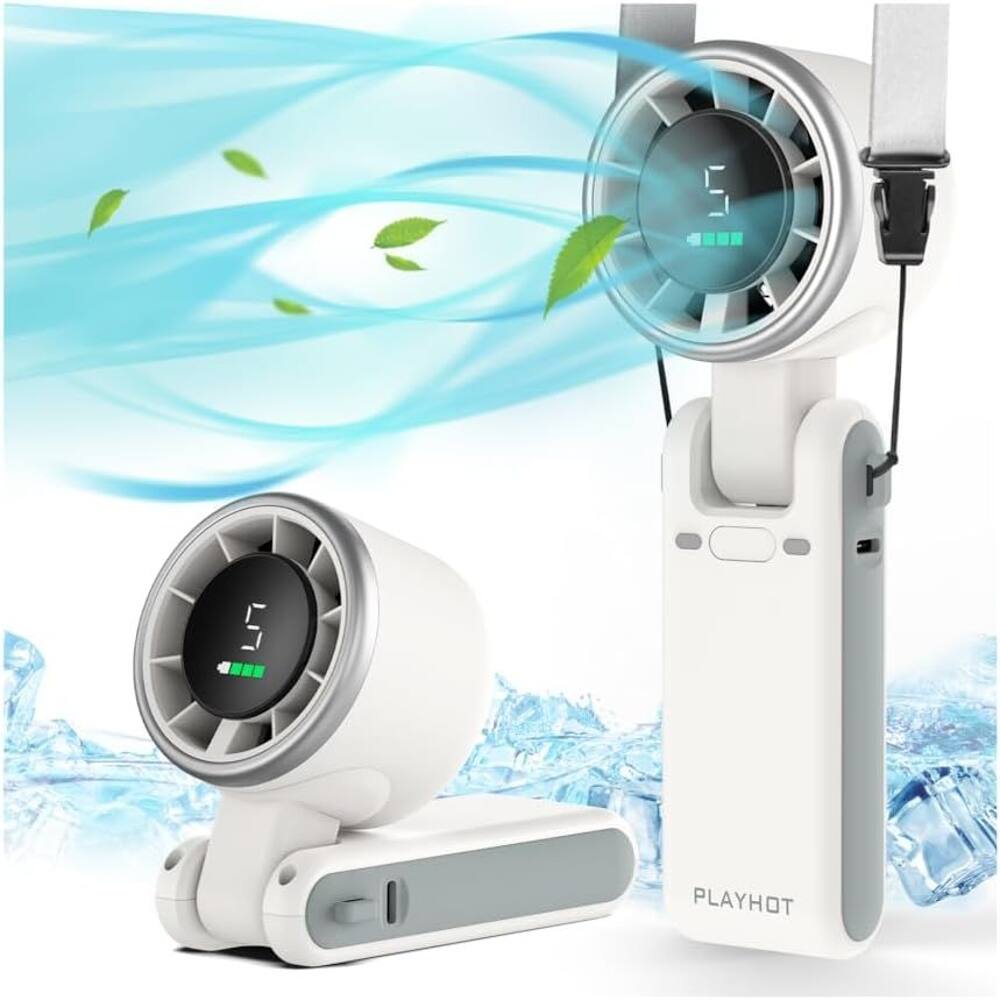 Front. Loheer - Loheer Portable Handheld Turbo Fan 5000mAh Rechargeable Personal Fan for Travel Beach Vacation Small Foldable Desk Fan.