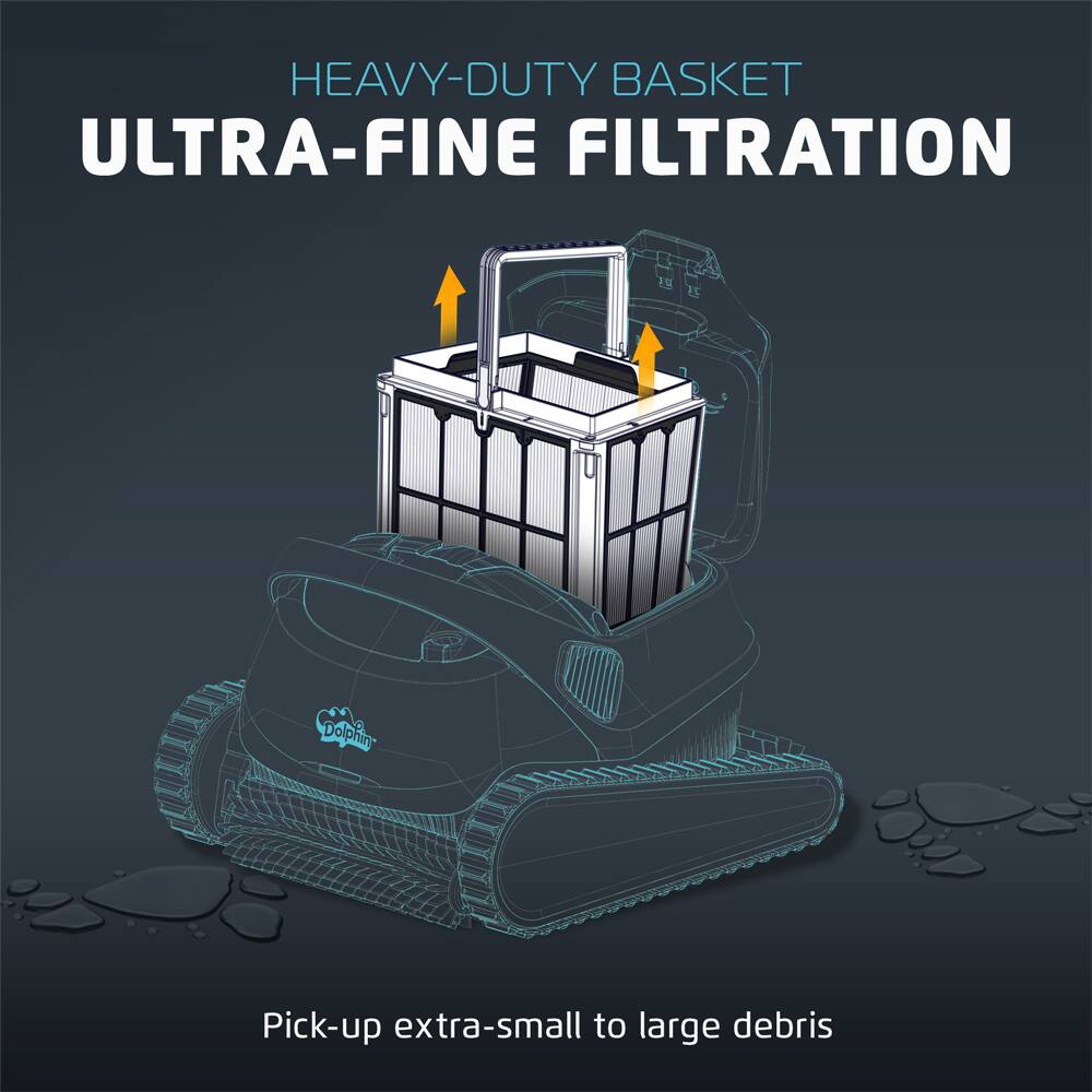 HEAVY-DUTY BASKET ULTRA-FINE FILTRATION  
Pick-up extra-small to large debris