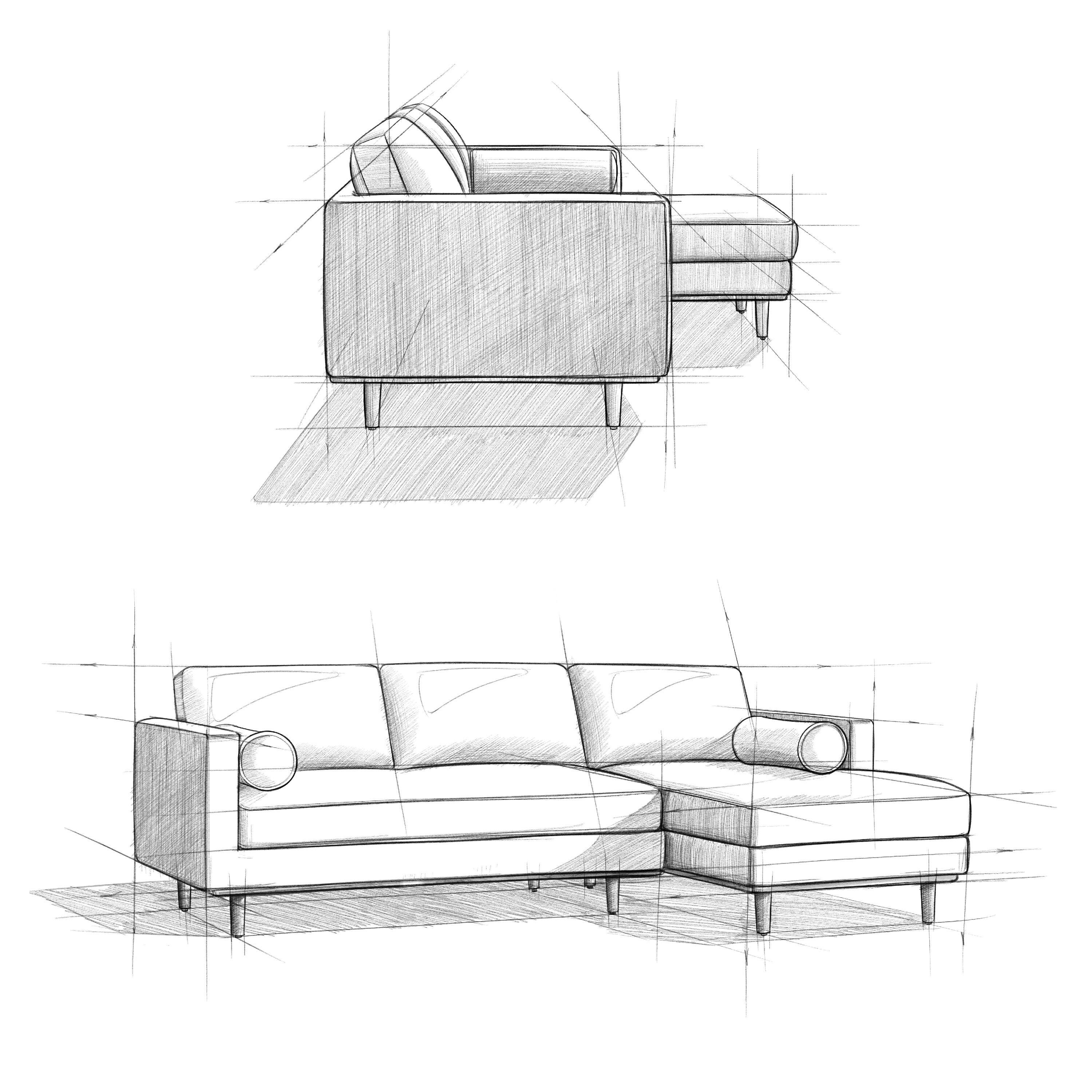 Alt View 9. Simpli Home - Morrison Mid Century Right Sectional 102 inch Wide Sofa Sectional in Sienna Genuine Leather - Sienna.