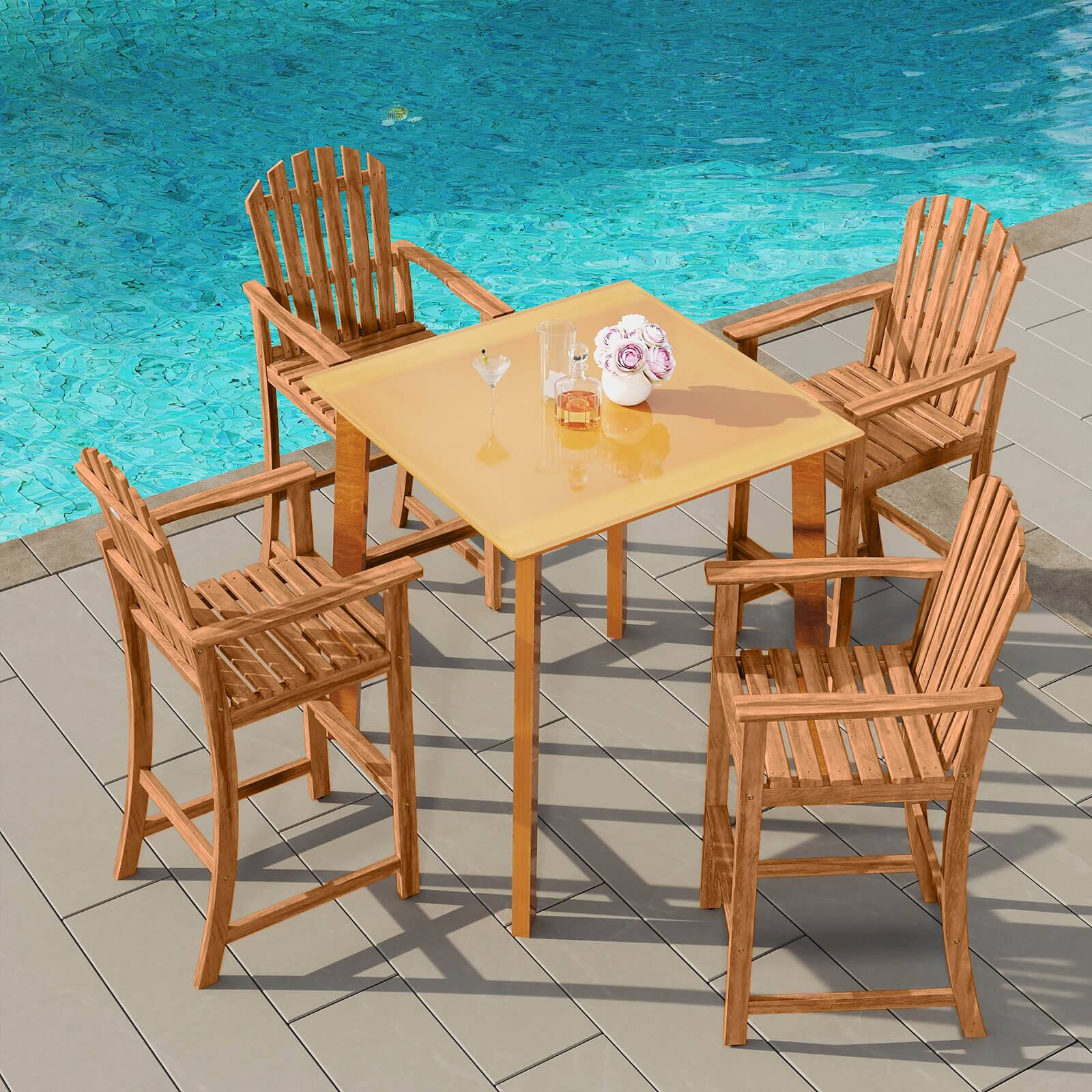 Alt View 4. Costway - Costway Tall Adirondack Chair with Back, Armrests and Footrest for Balcony, Porch, Deck - Natural.