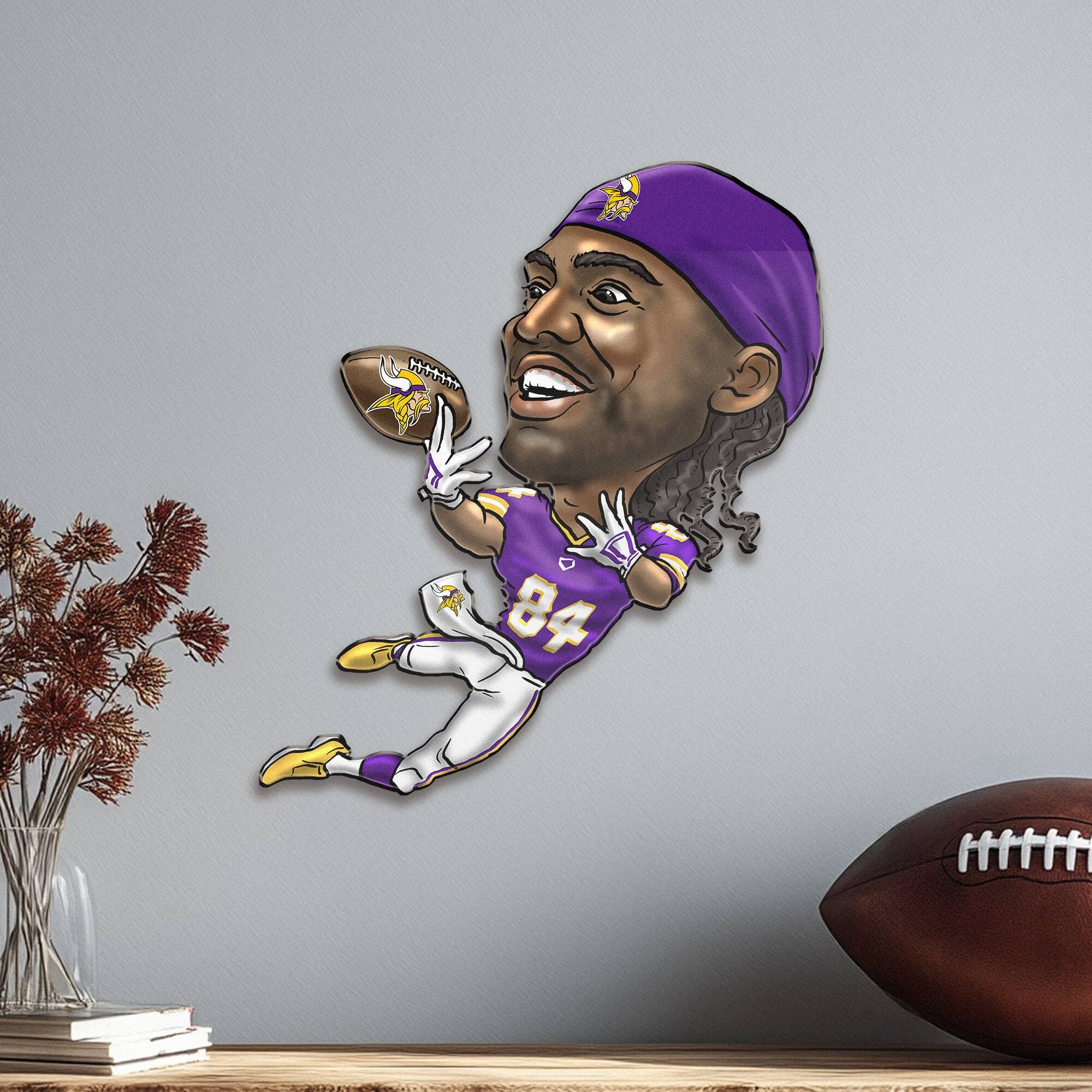 Alt View 1. Sporticulture - Randy Moss Minnesota Vikings Metal Caricature Wall Art - Purple.
