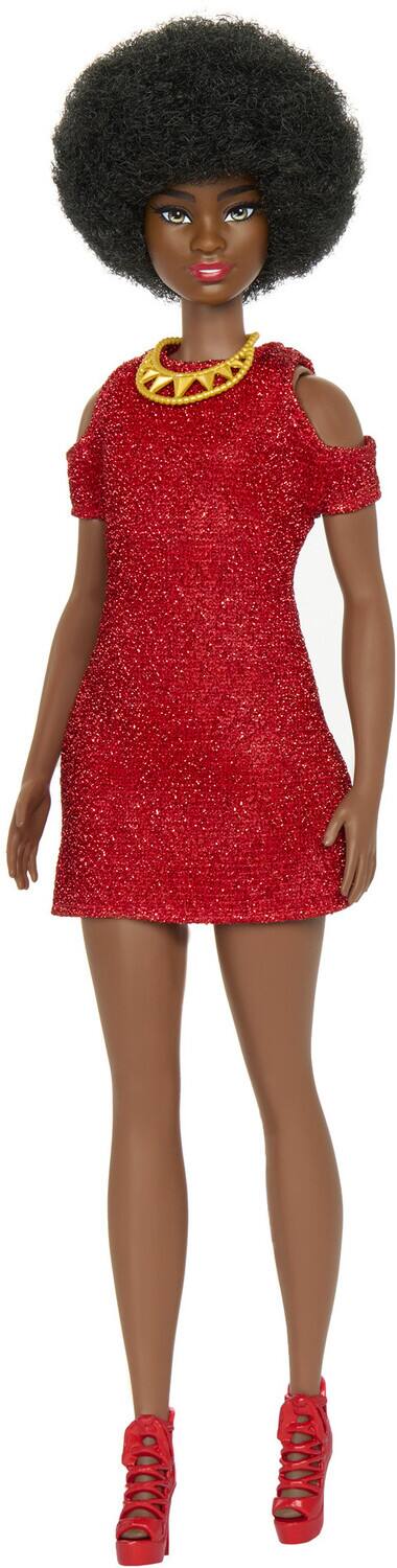 Alt View 2. Mattel - Mattel - Barbie Fashionista, Natural Black Hair, Wearing a Red Dress and Accessories   - Collectibles - Multicolor.