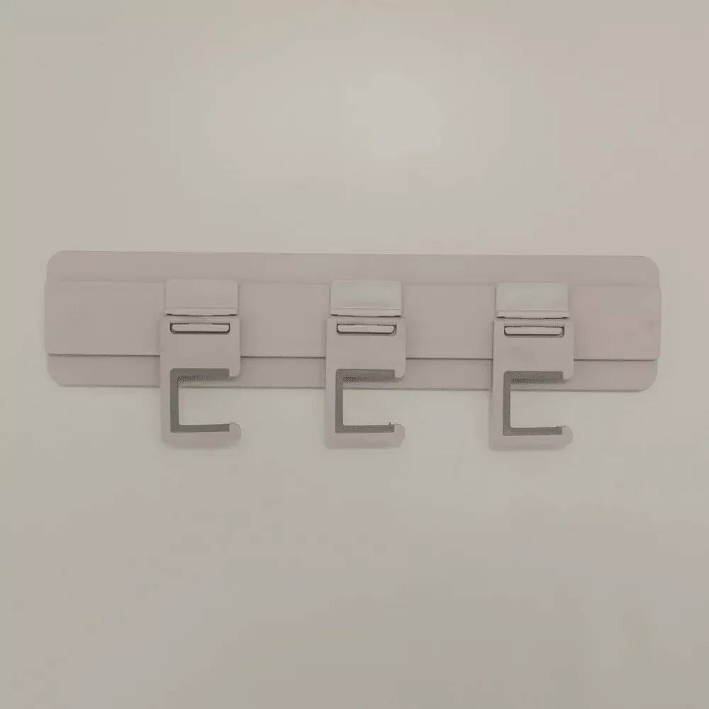 Back. OU - Wall Mounted Broom & Mop Holder, Self‑Adhesive Anti‑Slip Silicone Grip Hooks for Laundry & Kitchen Organization - Beige.