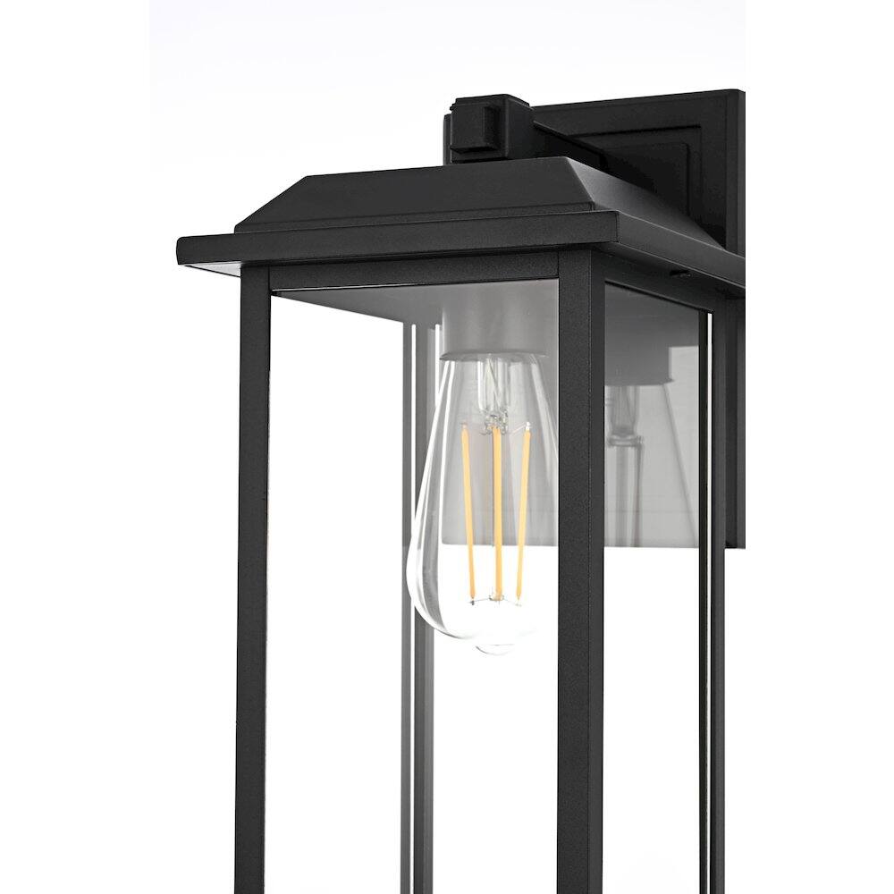 Alt View 2. Elegant Lighting - Araceli 17 inch Outdoor Wall sconce in Black - Black And Clear.