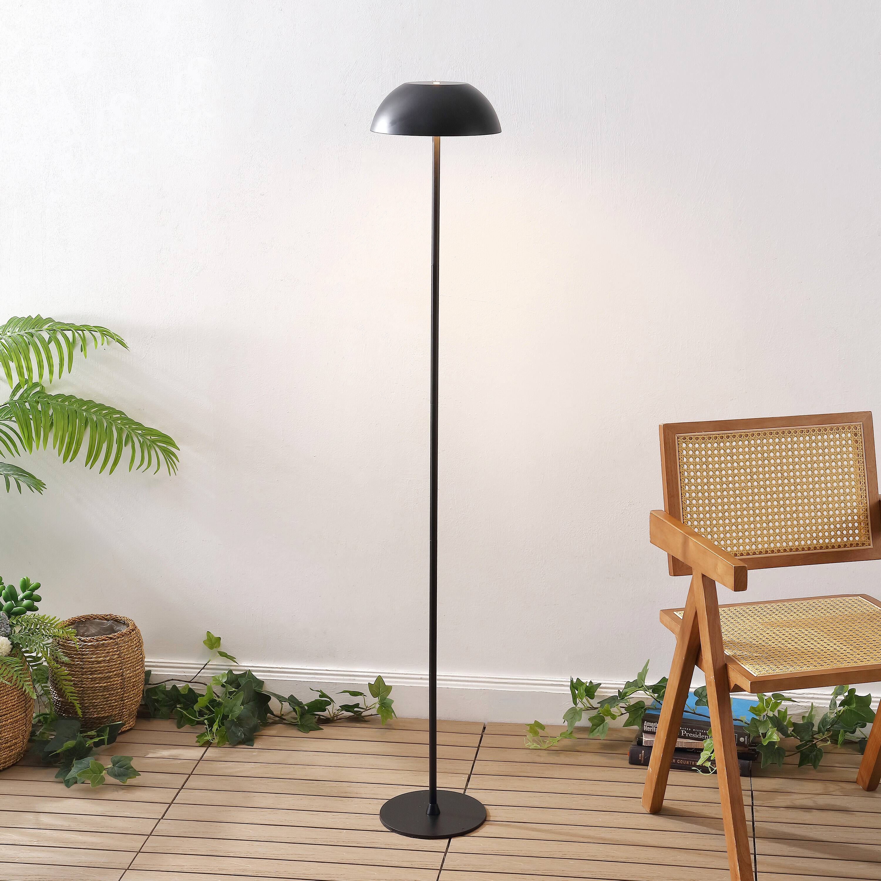 Alt View 1. Jonathan Y - Laurel 59" Metal Adjustable Rechargeable Integrated Portable Touch Sensor Dimmable LED Indoor/Outdoor Floor Lamp, Black - Black.