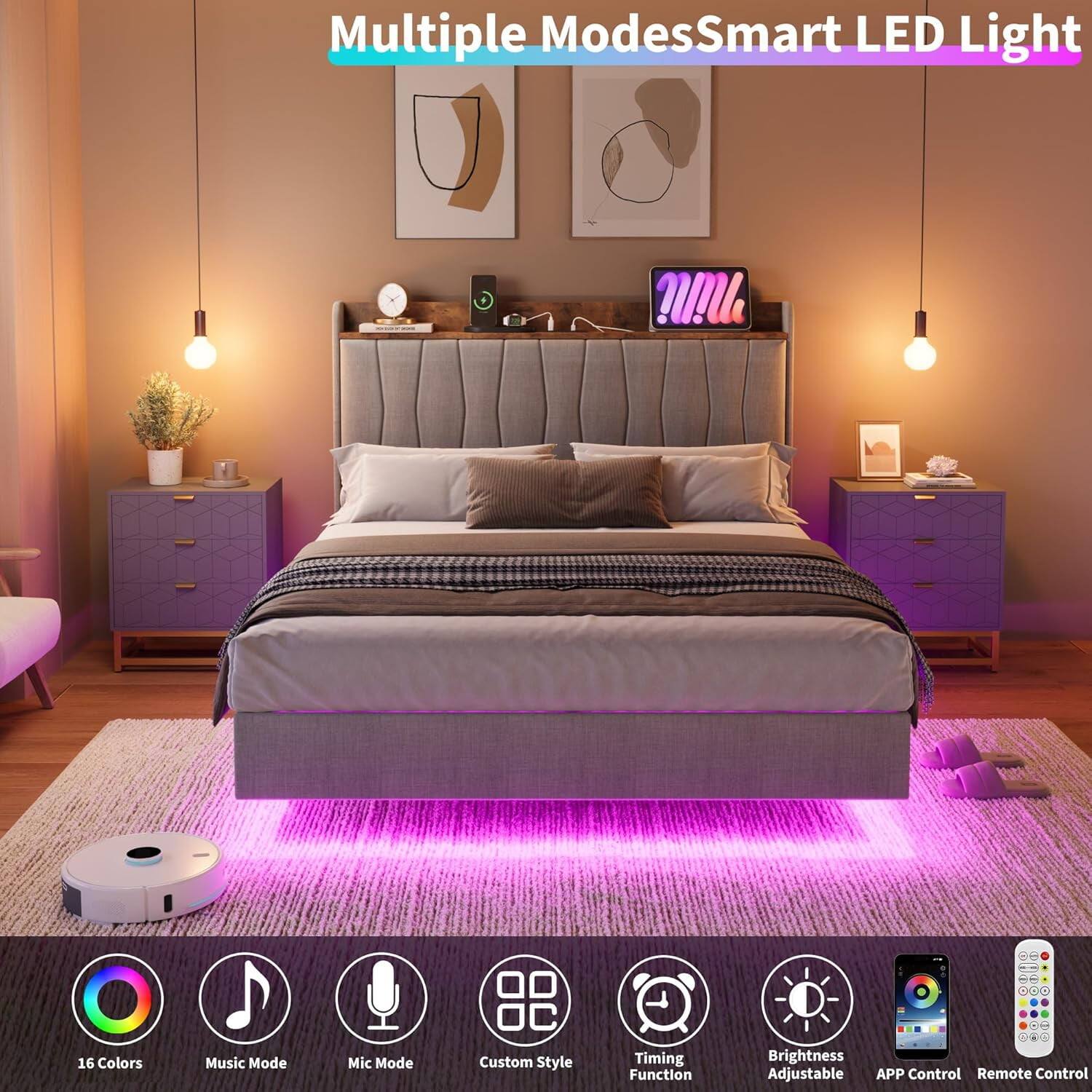 Multiple Modes Smart LED Light

- 16 Colors
- Music Mode
- Mic Mode
- Custom Style
- Timing Function
- Brightness Adjustable
- APP Control
- Remote Control