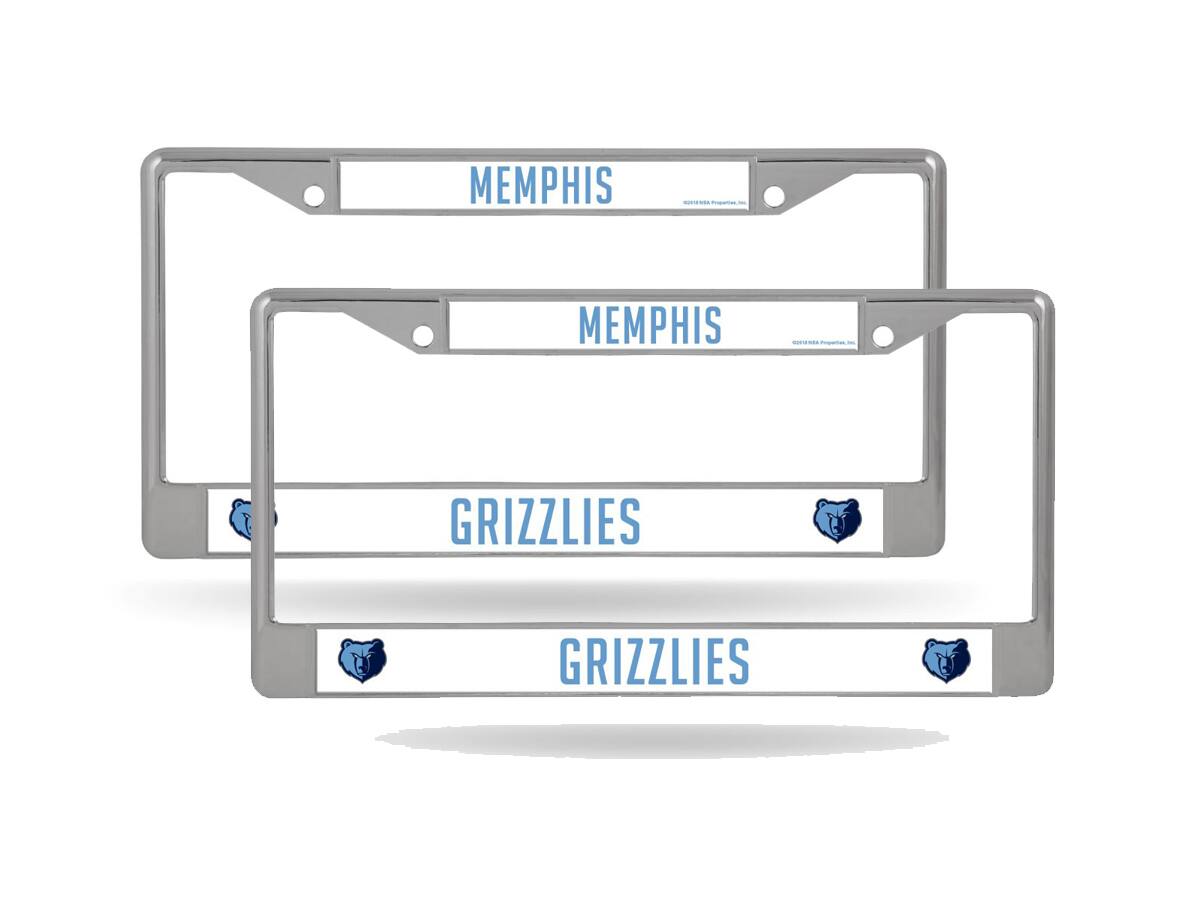 Memphis Grizzlies NBA (Set of 2) Chrome Metal License Plate Frames