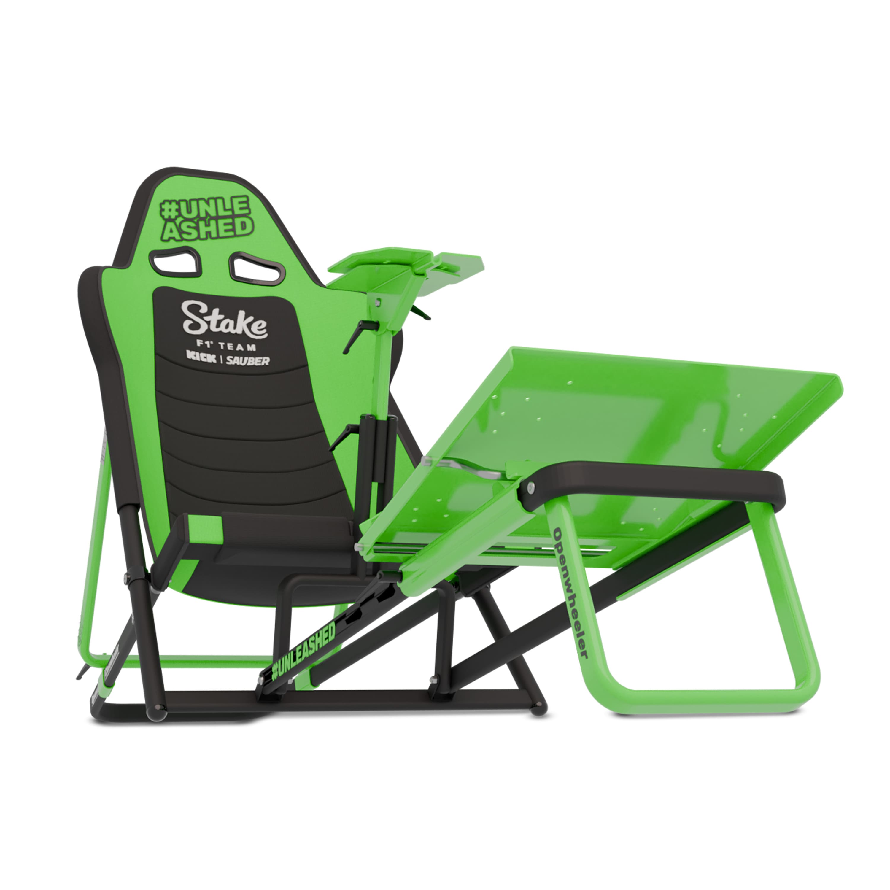 GTR Simulator - Compact V2 Foldable Racing Simulator - Stake F1 Team KICK Sauber Edition - Black/Green