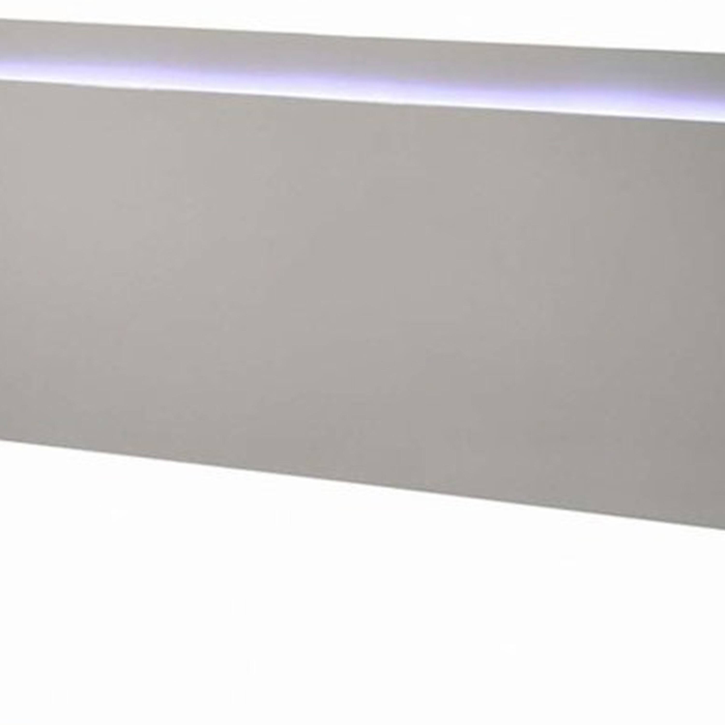 Alt View 1. Manhattan Lane - Suni Queen Size Bed w LED Headboard, Light Taupe Gray Wood Frame - Light Taupe Gray, Chrome Silver.