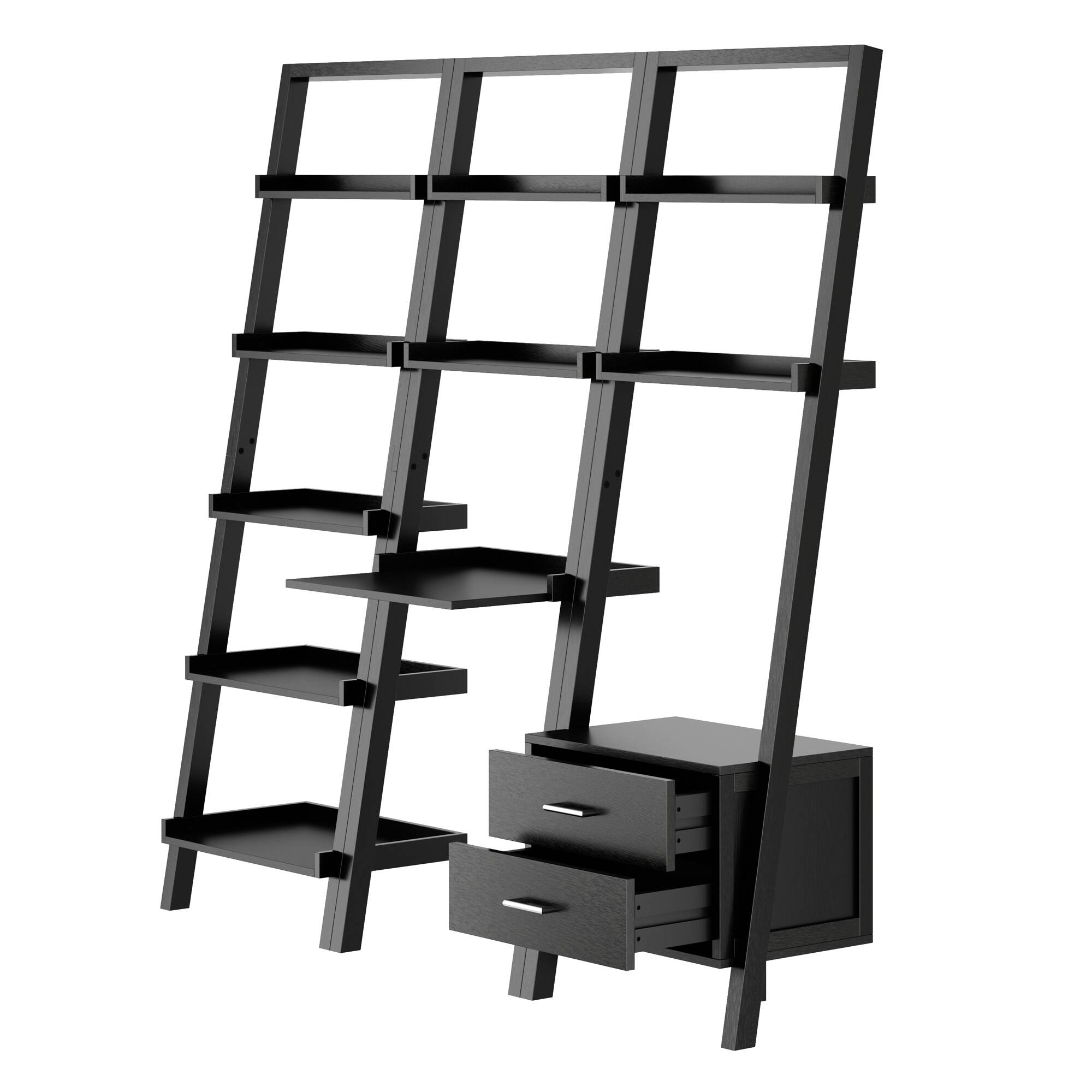 Alt View 6. Winsome Wood - Bellamy 3-Pc Leaning Desk & Shelf Set - Black.
