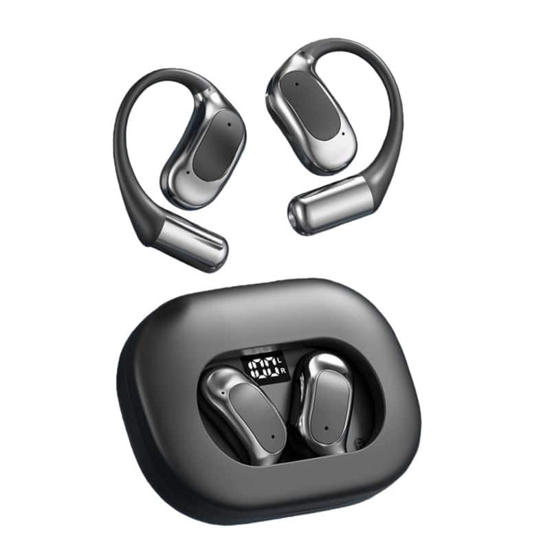 RISOKEYS - Open Ear Headphones Wireless Bluetooth Earphones with Touch Control Sport Ear Buds for Workouts Running,Black