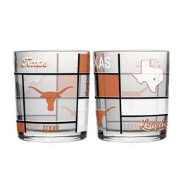 Logo Brands - Texas Longhorns 12oz. Quilted Stained Two-Pack Rocks Glass Set - Multicolor
