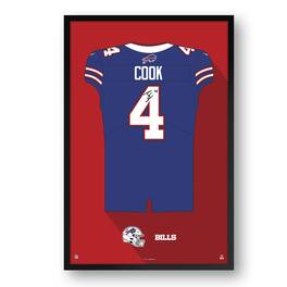 Sporticulture - James Cook Buffalo Bills Facsimile Signature Framed Jersey Art Print - Blue
