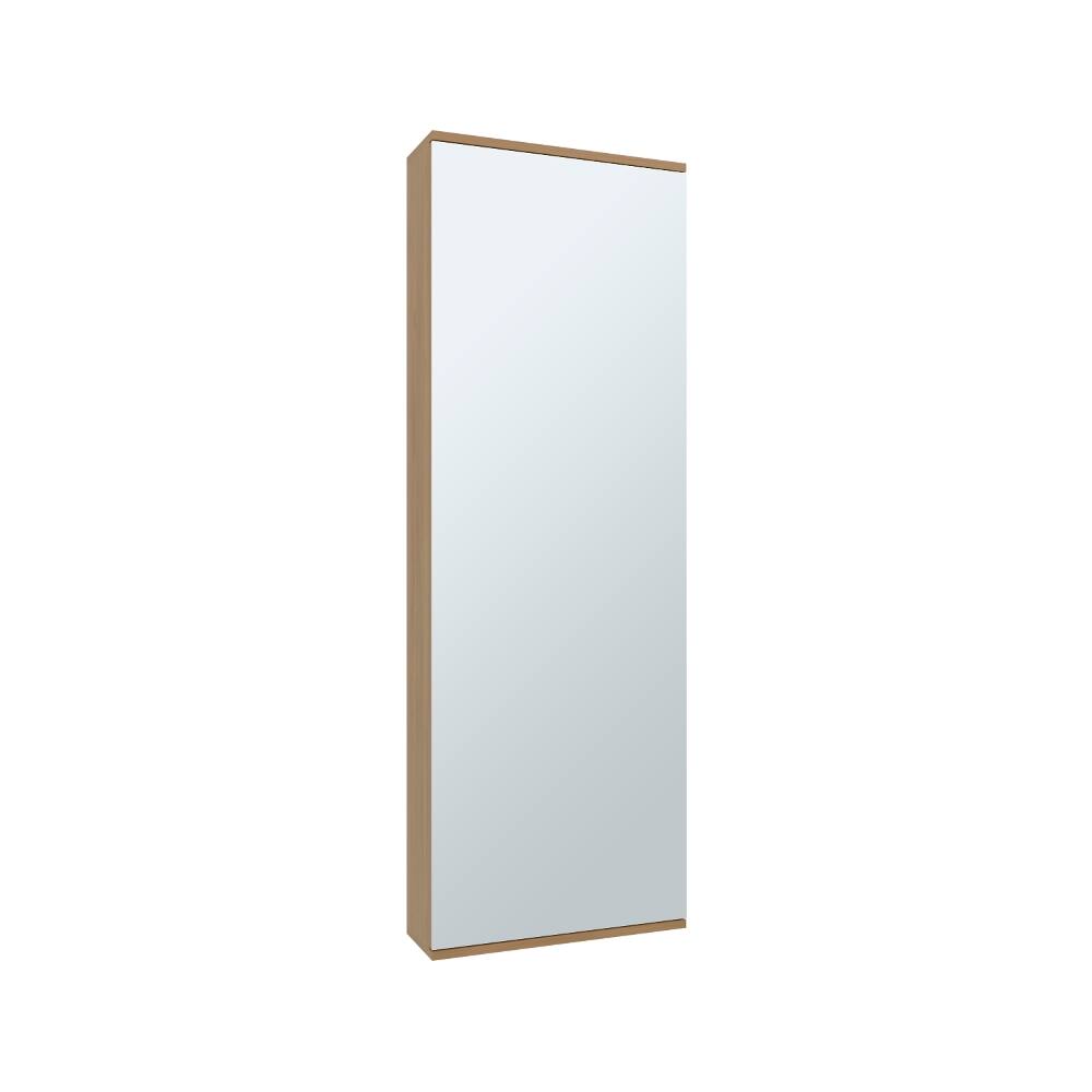 Angle. Loheer - Loheer wall mounted shoe rack with mirror natural oak shoe cabinet single door - Oak.