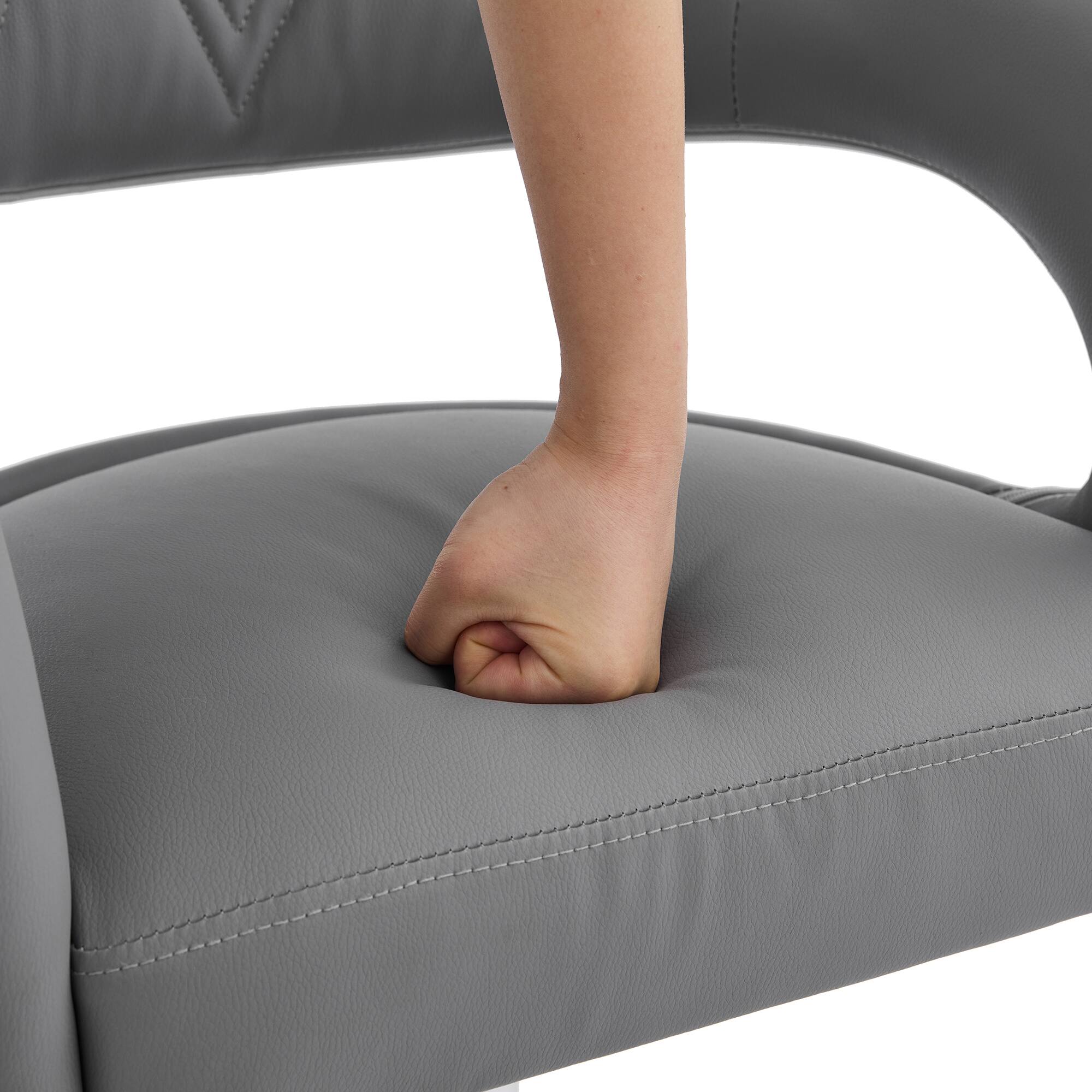 Alt View 2. Vecelo - Set of 2 PU Leather  Bar Stools with Adjustable Height ,360° Rotation, 330lb Capacity for Kitchen Island & Cafe - Light Grey.