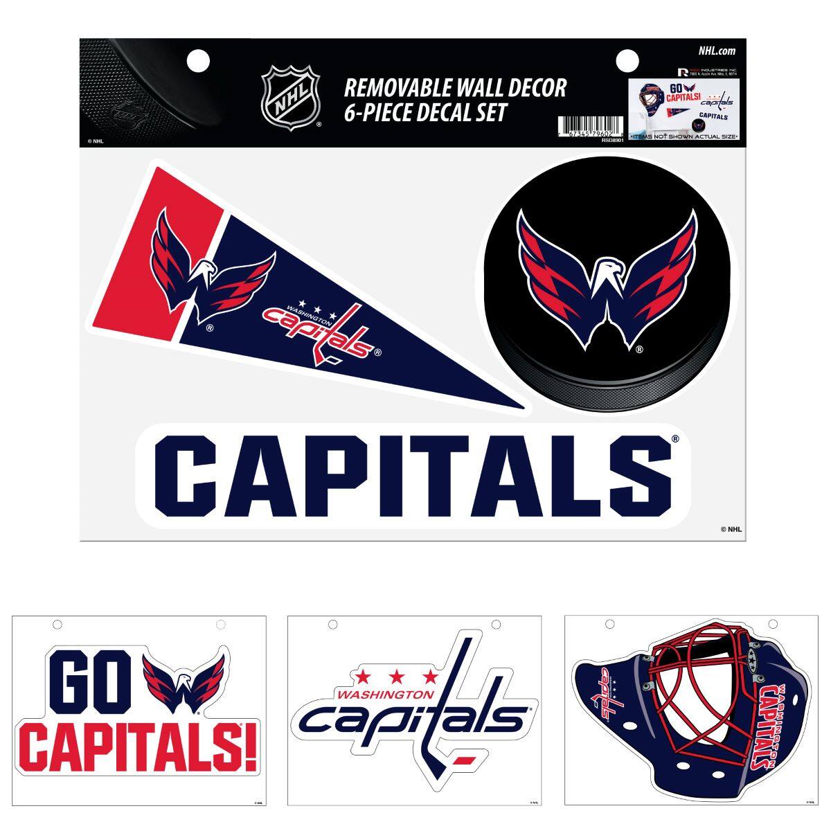 NHL.com - REMOVABLE WALL DECOR 6-PIECE DECAL SET

CAPITALS

GO CAPITALS!

WASHINGTON CAPITALS

CAPITALS

CAPITALS