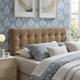 Lily Biscuit Tufted Performance Velvet Headboard by Modway - Taupe