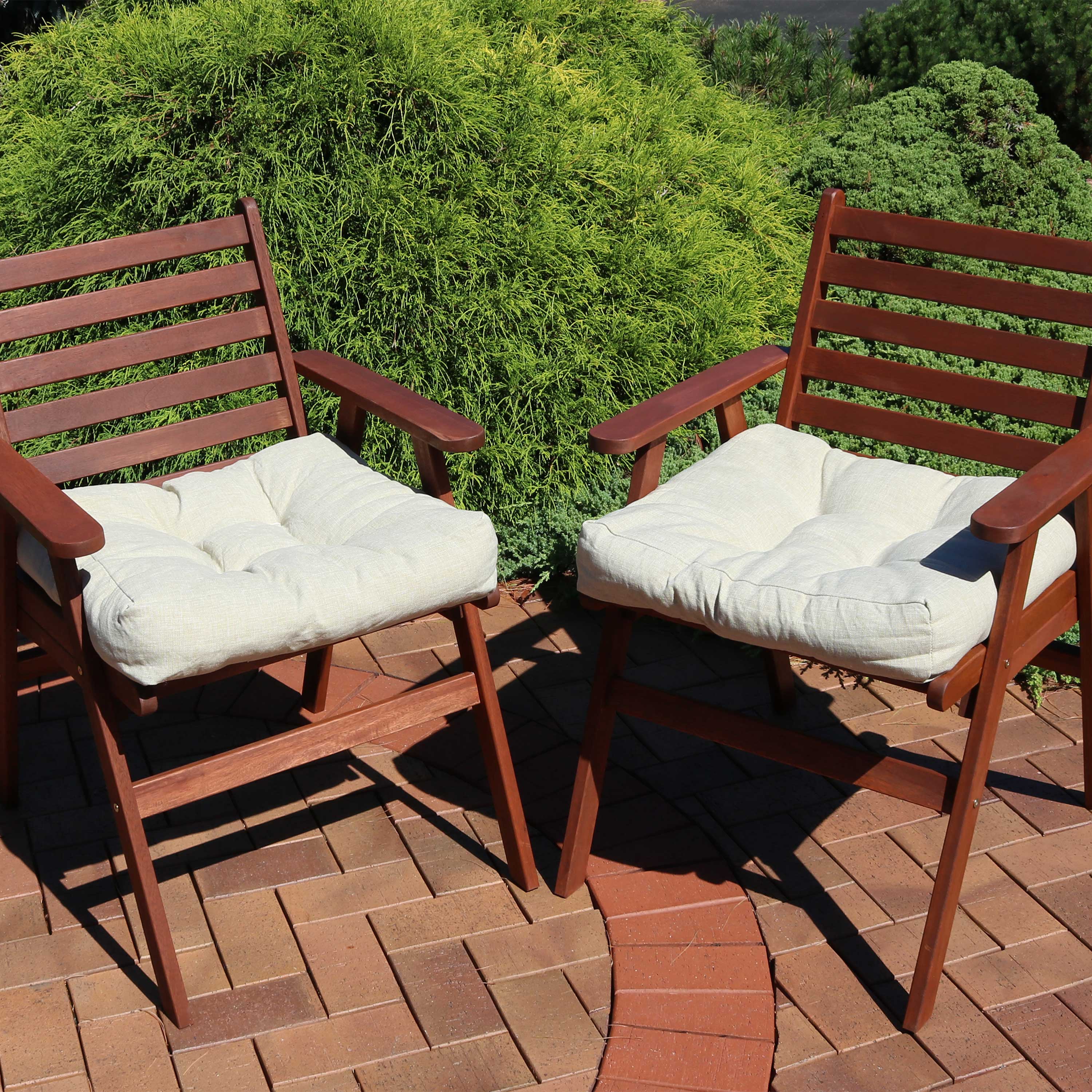 Alt View 3. Sunnydaze - Outdoor Square Olefin Tufted Seat Cushions - Set of 2 - Beige.
