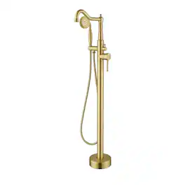 Boyel Living - Freestanding Tub Faucet Solid Brass 4.3GPM Spout 1.8GPM Handheld 360° Swivel cUPC - Brushed Gold