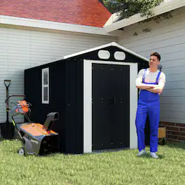 Anysun - 6x8ft Metal Storage Shed with Lockable Door & Air Vents, Heavy-Duty Outdoor Garden Tool Shed for Backyard, Garden - Dark Gray