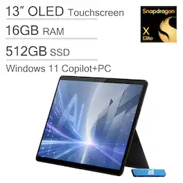 Microsoft - Upgraded - Surface Pro 11 - Copilot+ PC - 13” OLED 120Hz Touchscreen Tablet Laptop - Snapdragon X Elite - 16GB Memory - 512GB SSD - Black