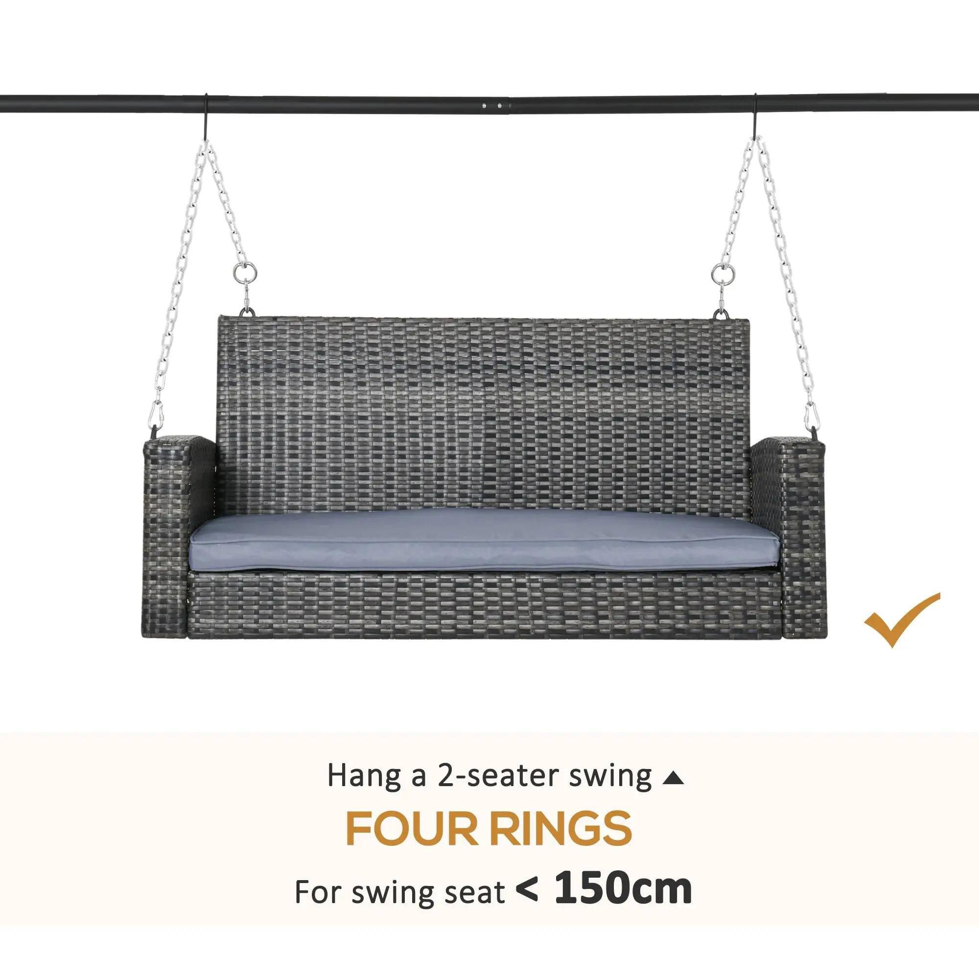 Hang a 2-seater swing with FOUR RINGS for a swing seat < 150cm.