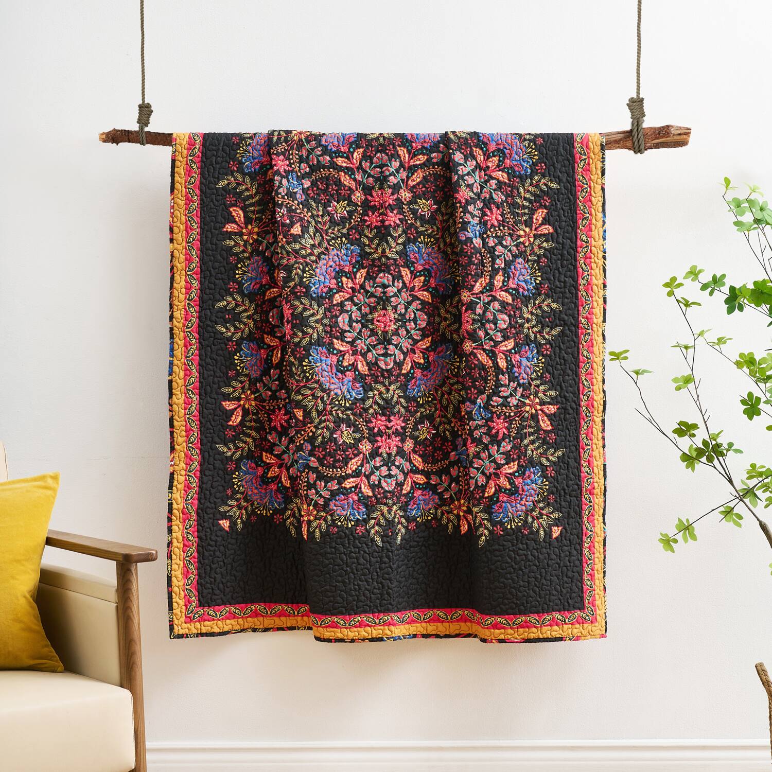 Angle. Greenland Home Fashions - Greenland Home Fashions 100% Brushed Microfiber face 100% cotton back Jessa Accessory Throw Midnight - Midnight.