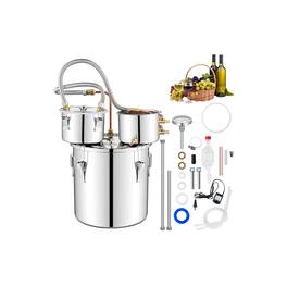 Ecooso - 5 Gal Water Distiller 22L for Home Distilling and DIY Spirits, Stainless Distillation Kit - Silver