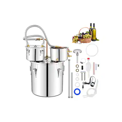 Front. Ecooso - 5 Gal Water Distiller 22L for Home Distilling and DIY Spirits, Stainless Distillation Kit - Silver.