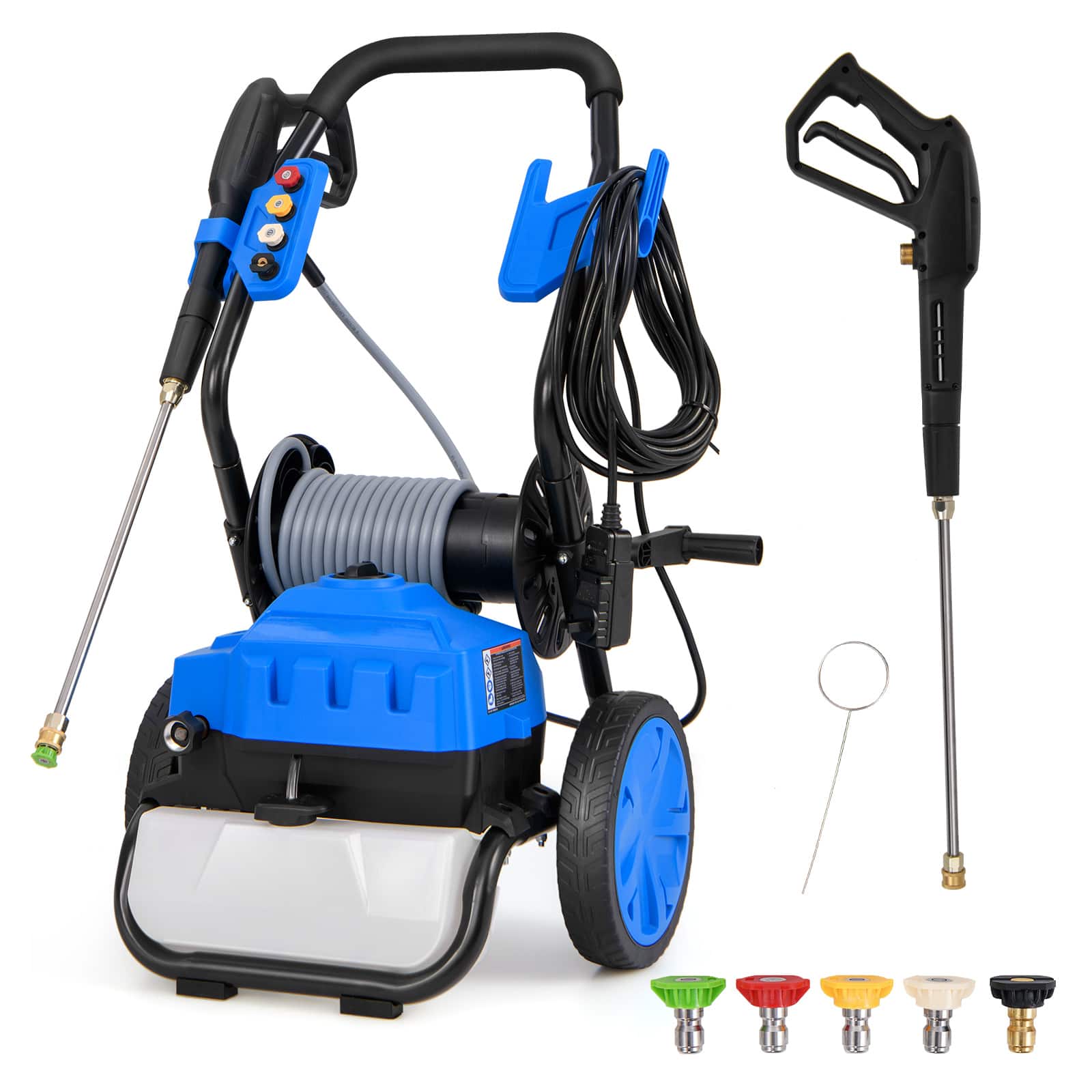 HONGGE - Electric Pressure Washer with 2300 PSI Power and Five Spray Nozzles - Blue
