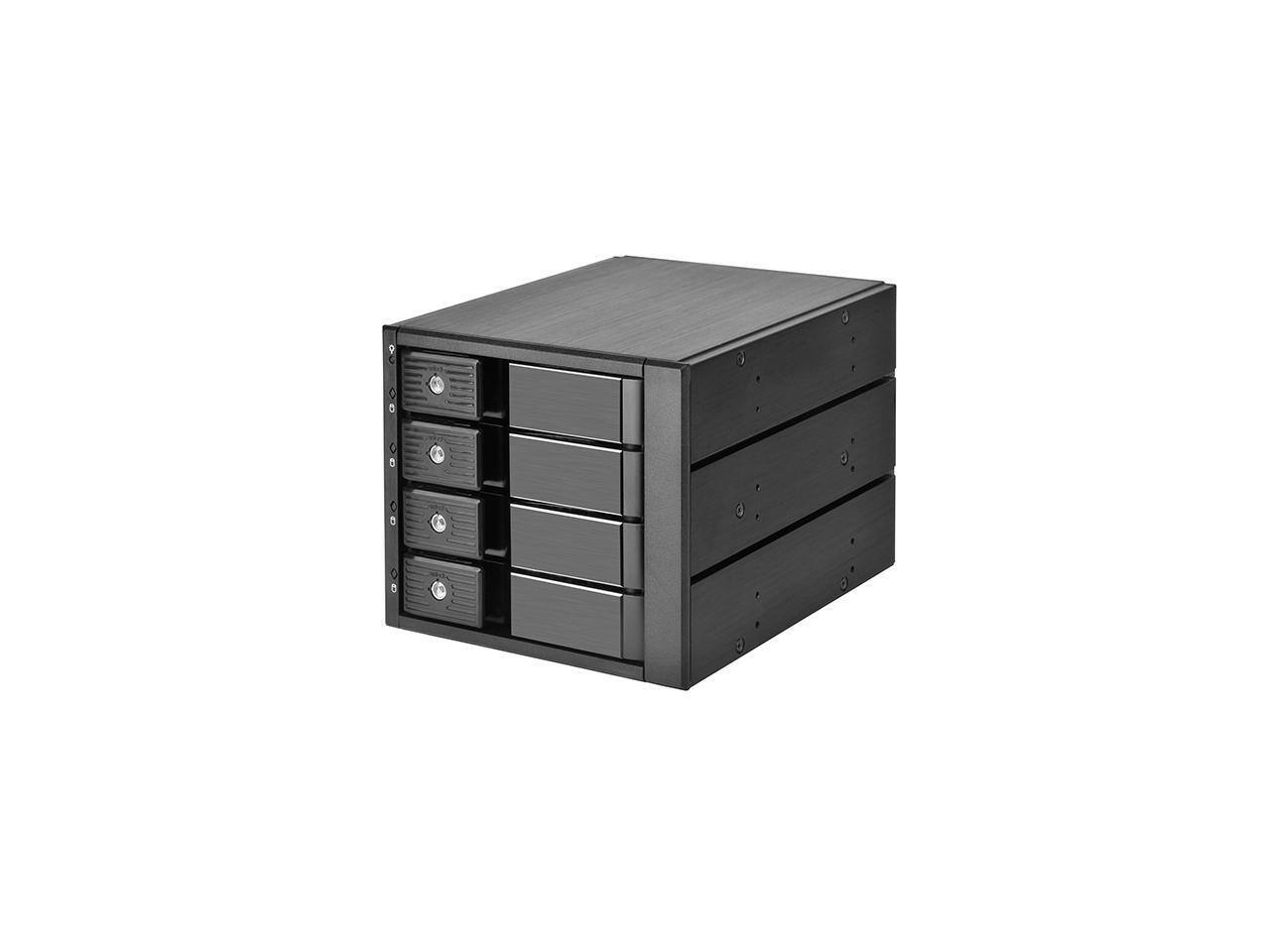 Front. SilverStone - Three 5.25" device bay to four 3.5" SAS-12G / SATA 6Gbit/s trayless hot-swap cage.