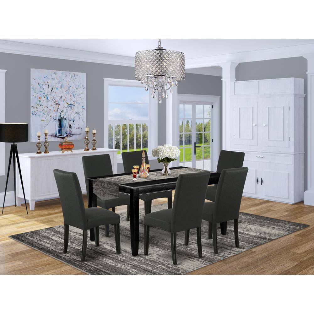 Back. East West Furniture - Dining Room Set Black - Brown.