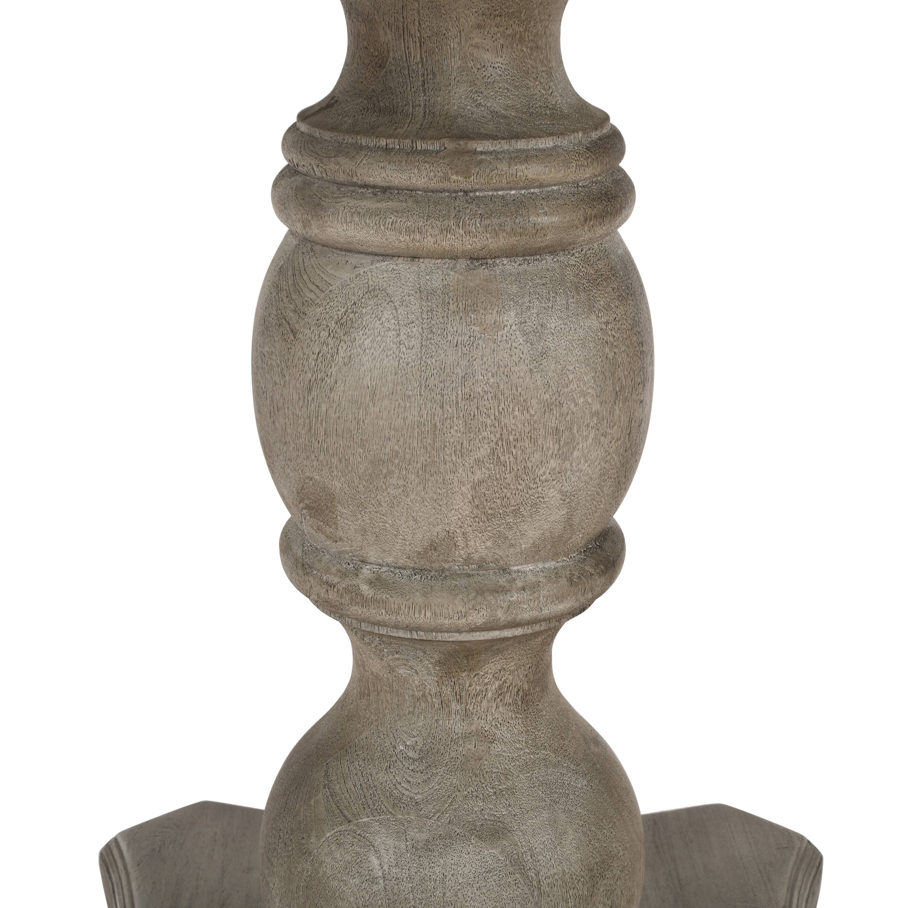 Alt View 2. Manhattan Lane - 42 Inch Handcrafted Mango Wood Dining Table, Pedestal Base, Round Molded Top - Washed White and Gray.