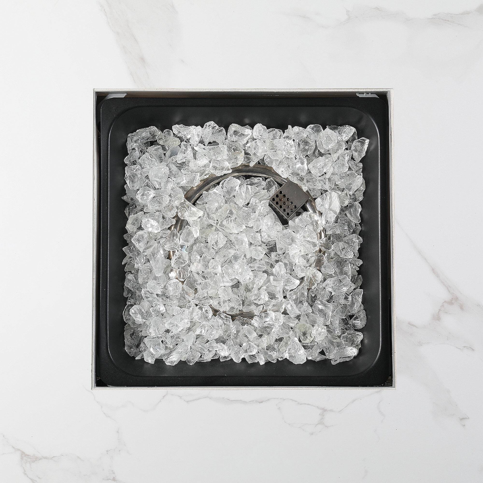 Alt View 7. Endless Summer - Endless Summer Outdoor Fire Pit Table with Faux Marble Finish, White Glass - White Glass.