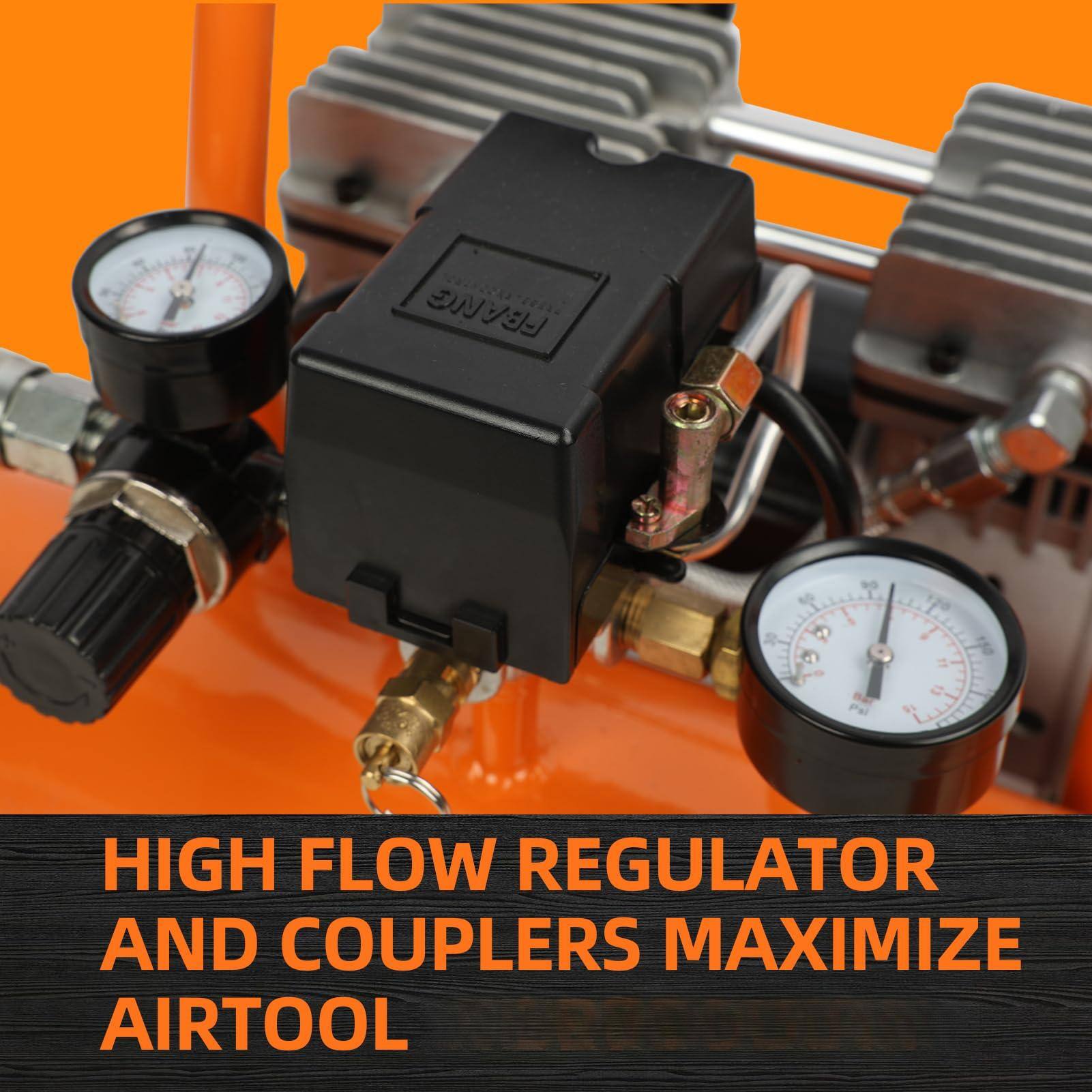 HIGH FLOW REGULATOR AND COUPLERS MAXIMIZE AIRTTOOL