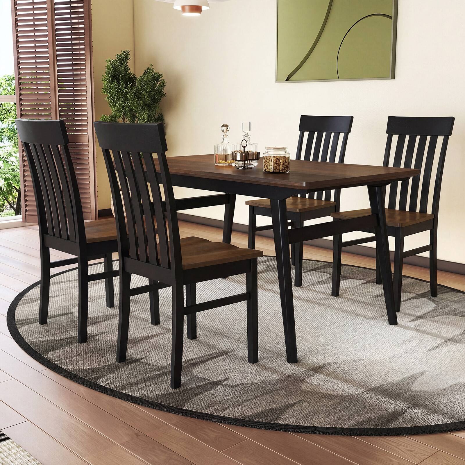 Alt View 3. Costway - Costway Dining Chairs Set of 2, Dining Room Chairs with Hollowed Backrests & Wood Seats - Black.
