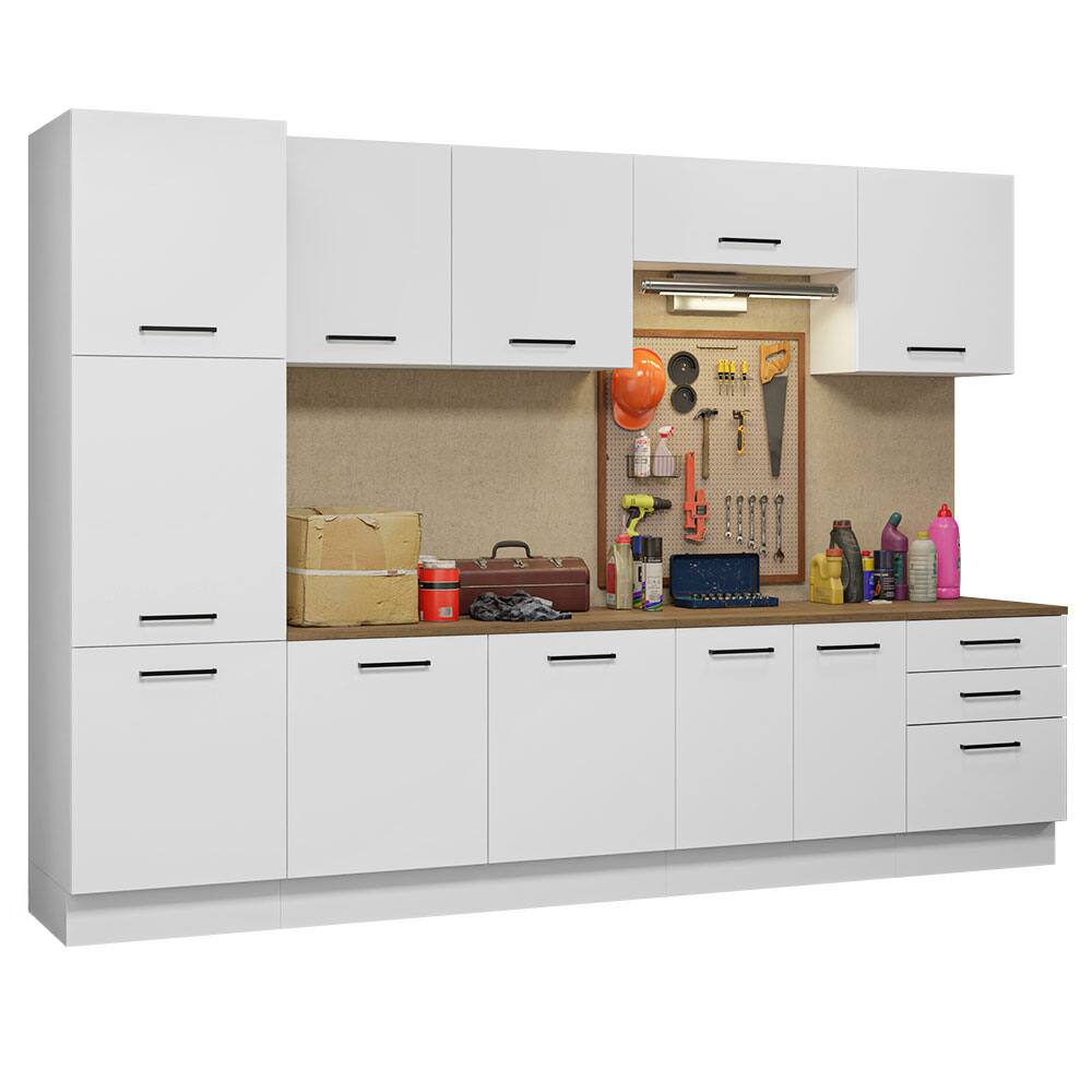 Front. Madesa - Madesa Garage Storage Cabinet Set 125"L Multiple Compartments Pantry Base Cabinet Cupboard - White - White.