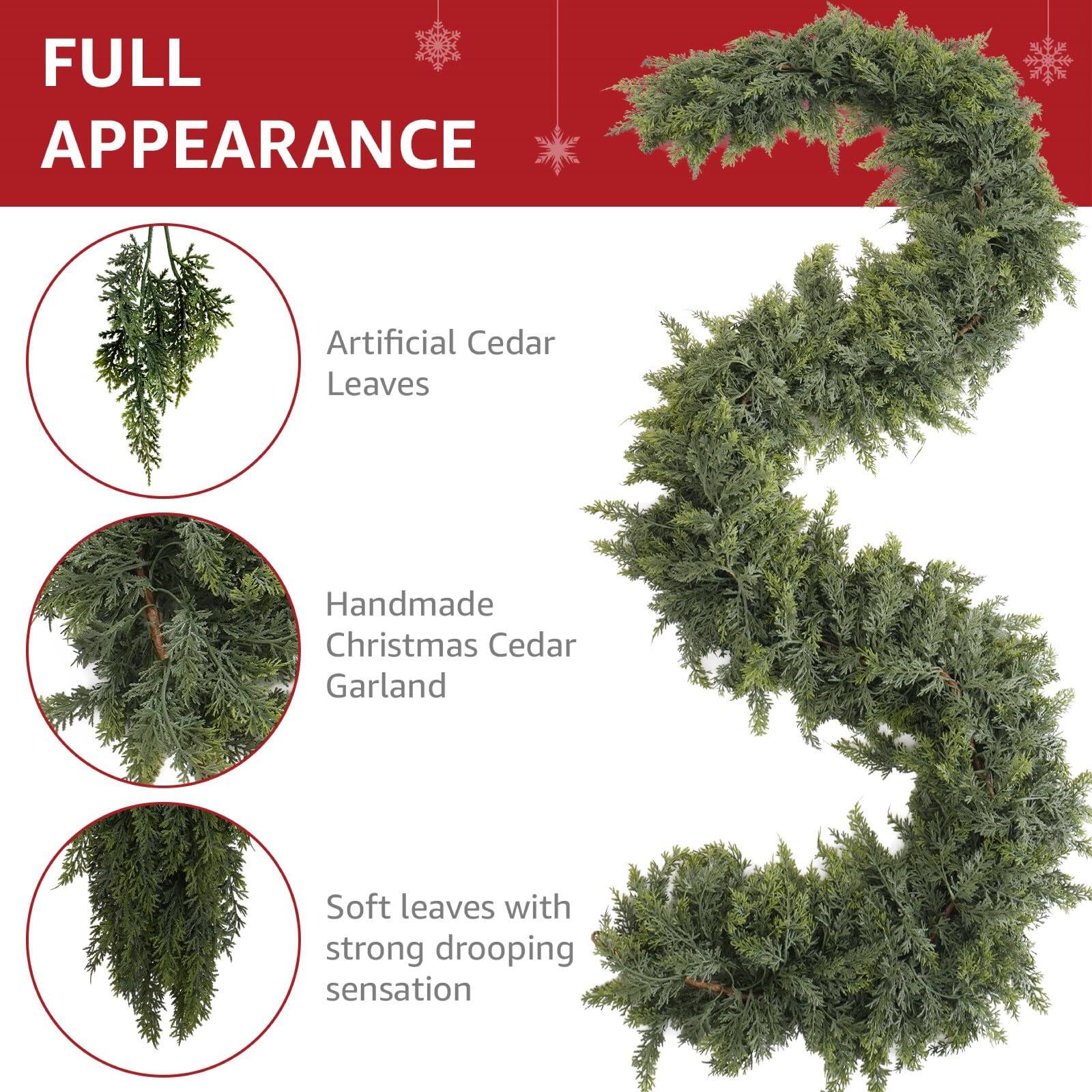 FULL APPEARANCE

- Artificial Cedar Leaves
- Handmade Christmas Cedar Garland
- Soft leaves with strong drooping sensation