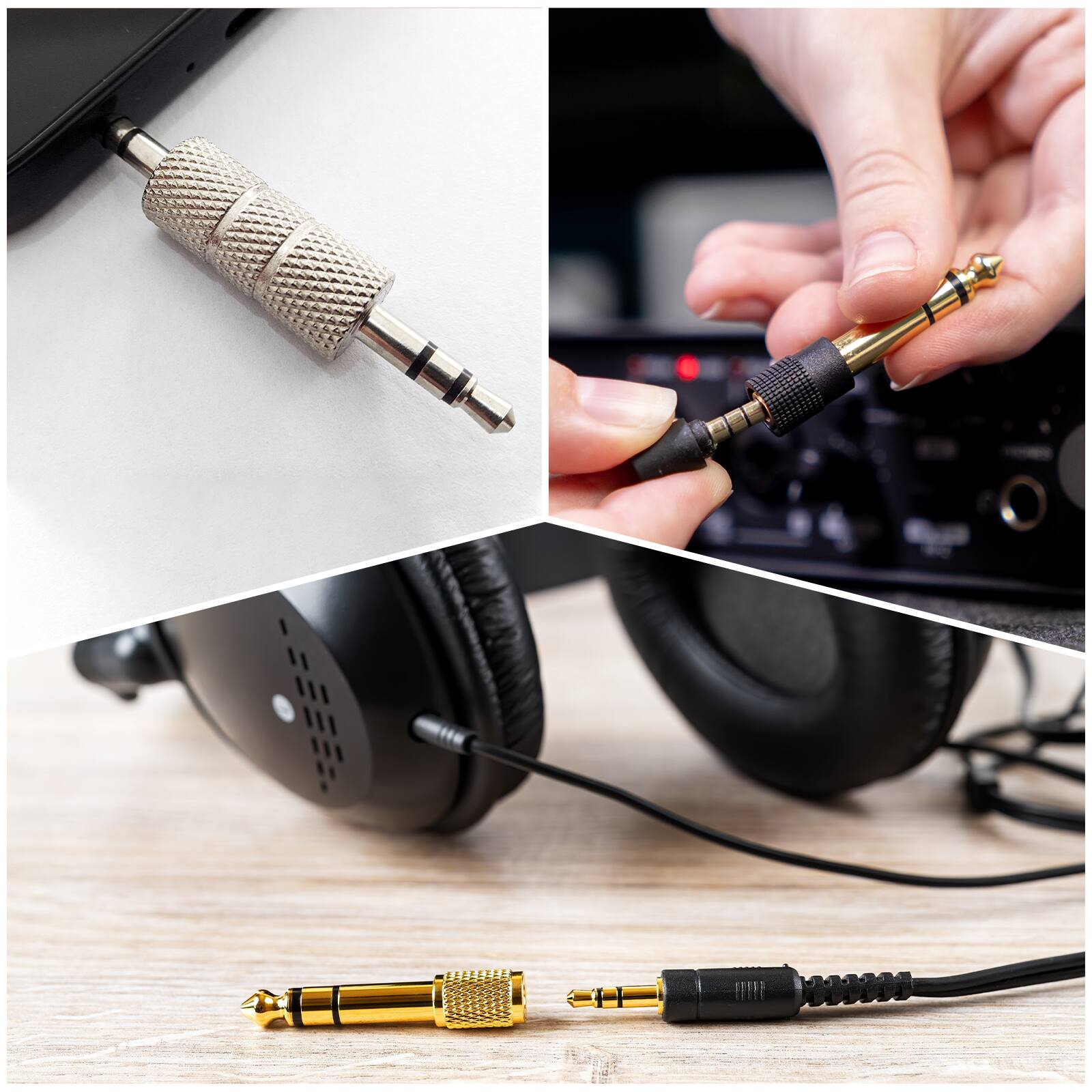 Alt View 4. Unique Bargains - 8pcs TS6.35mm M to 3.5mm F Connector Mono Zinc Alloy Gold Adapter for Mics/Guitars/Speakers/pcs Signal Conversion - Gold.