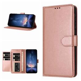 Dteck - Wallet Folio Case for Apple iPhone 17 Pro, Shockproof Magnetic PU Leather Flip Card Slots Stand Case - Rosegold