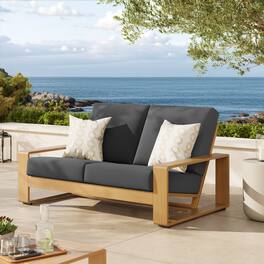 Lirienne Outdoor Patio Aluminum Faux Wood Loveseat by Modway - Charcoal Natural