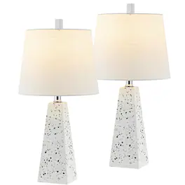Jonathan Y - Owen 20.5" Contemporary Resin LED Table Lamp, (Set of 2) - White Terrazzo