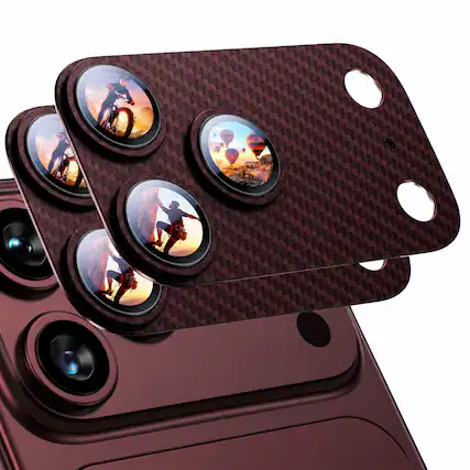 Front. Dteck - 2-Pack Camera Lens Protector for iPhone 18 Pro Fiber Texture Metal Tempered Glass Cover - Winered.