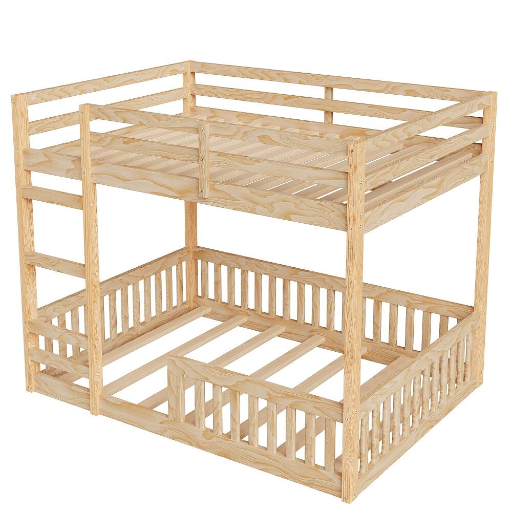 Alt View 8. Loheer - Loheer Full Over Full Bunk Bed Wood Natural Finish with Ladder Guardrails - Natural.