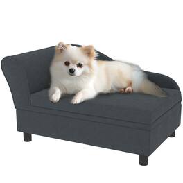 Pawhut - Luxury Dog Couch with Hidden Storage, Small Dog Sofa Bed with 2" Soft Foam, Puppies & Little Breeds - Dark Gray