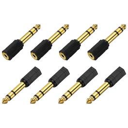 Unique Bargains - 8pcs TRS6.35mm M to 3.5mm F Connector Stereo Zinc Alloy Gold Adapter for Mics/Guitars/Speakers/pcs Signal Conversion - Gold Black