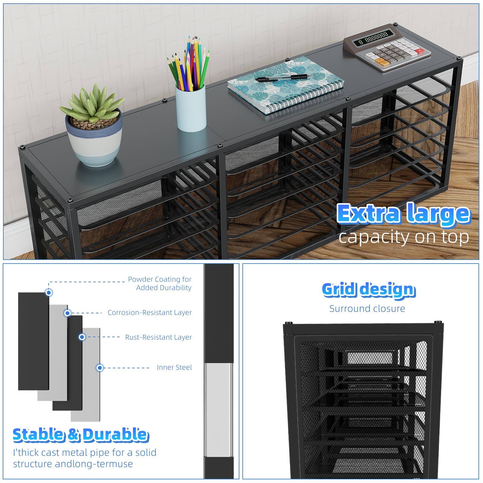 - Extra large capacity on top
- Powder Coating for Added Durability
- Corrosion-Resistant Layer
- Rust-Resistant Layer
- Inner Steel
- Grid design
- Surround closure
- Stable & Durable
- 1" thick cast metal pipe for a solid structure and long-term use