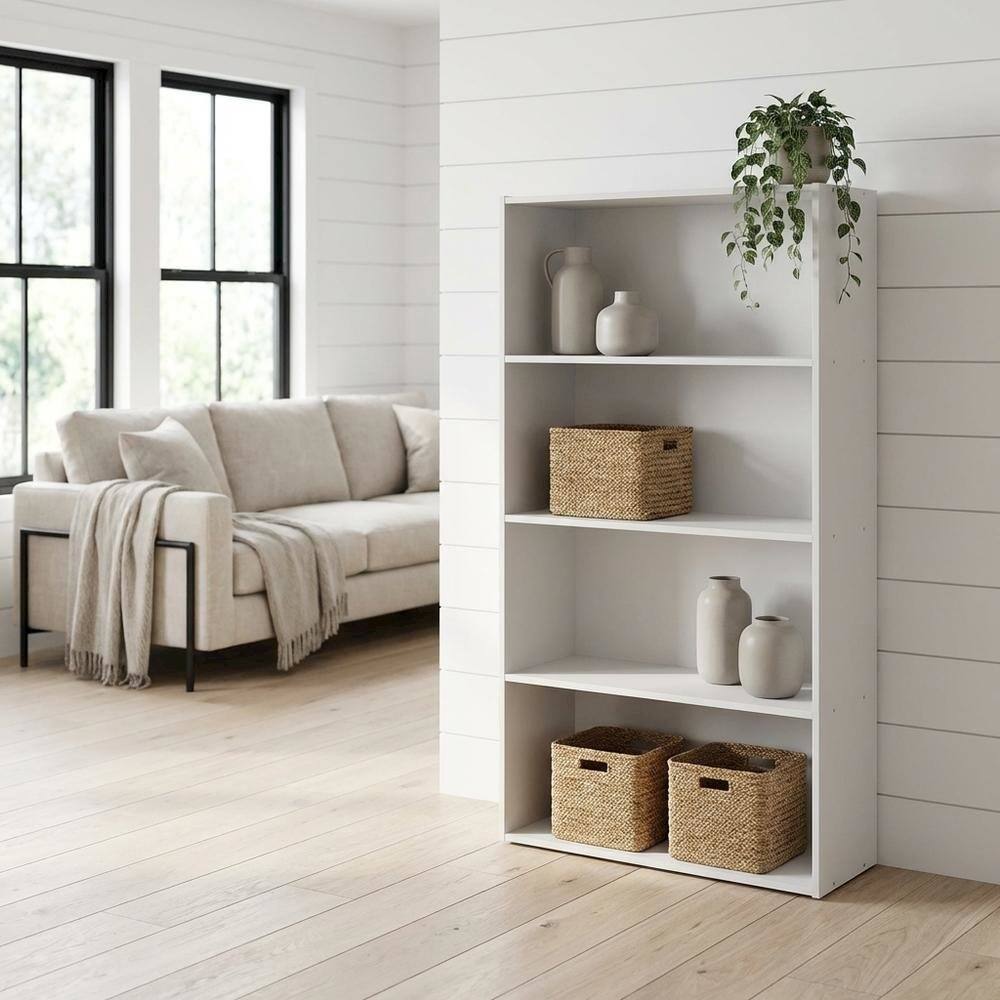 Angle. FurniFact - Wooden bookcase with minimalist design for contemporary living spaces - White.