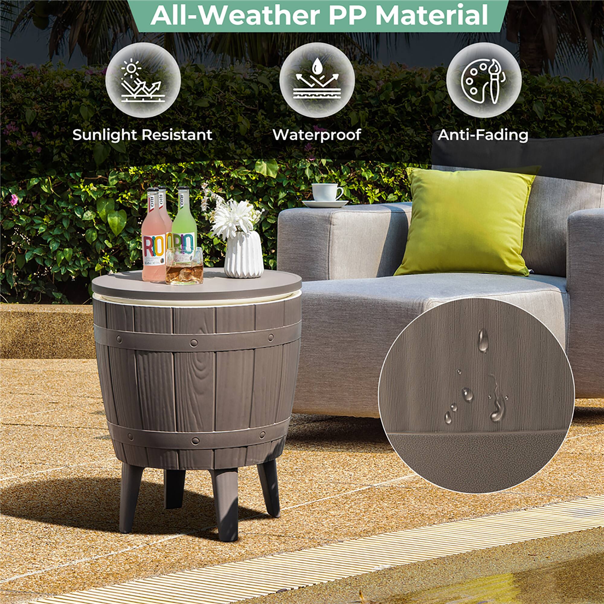 All-Weather PP Material  
Sunlight Resistant  
Waterproof  
Anti-Fading