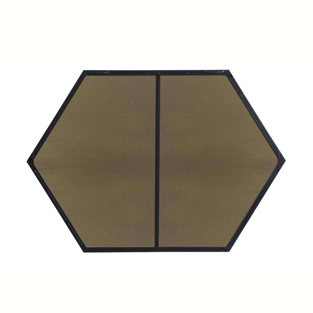Angle. Elegant Decor - Metal frame hexagon mirror 24 inch in Black - Black.